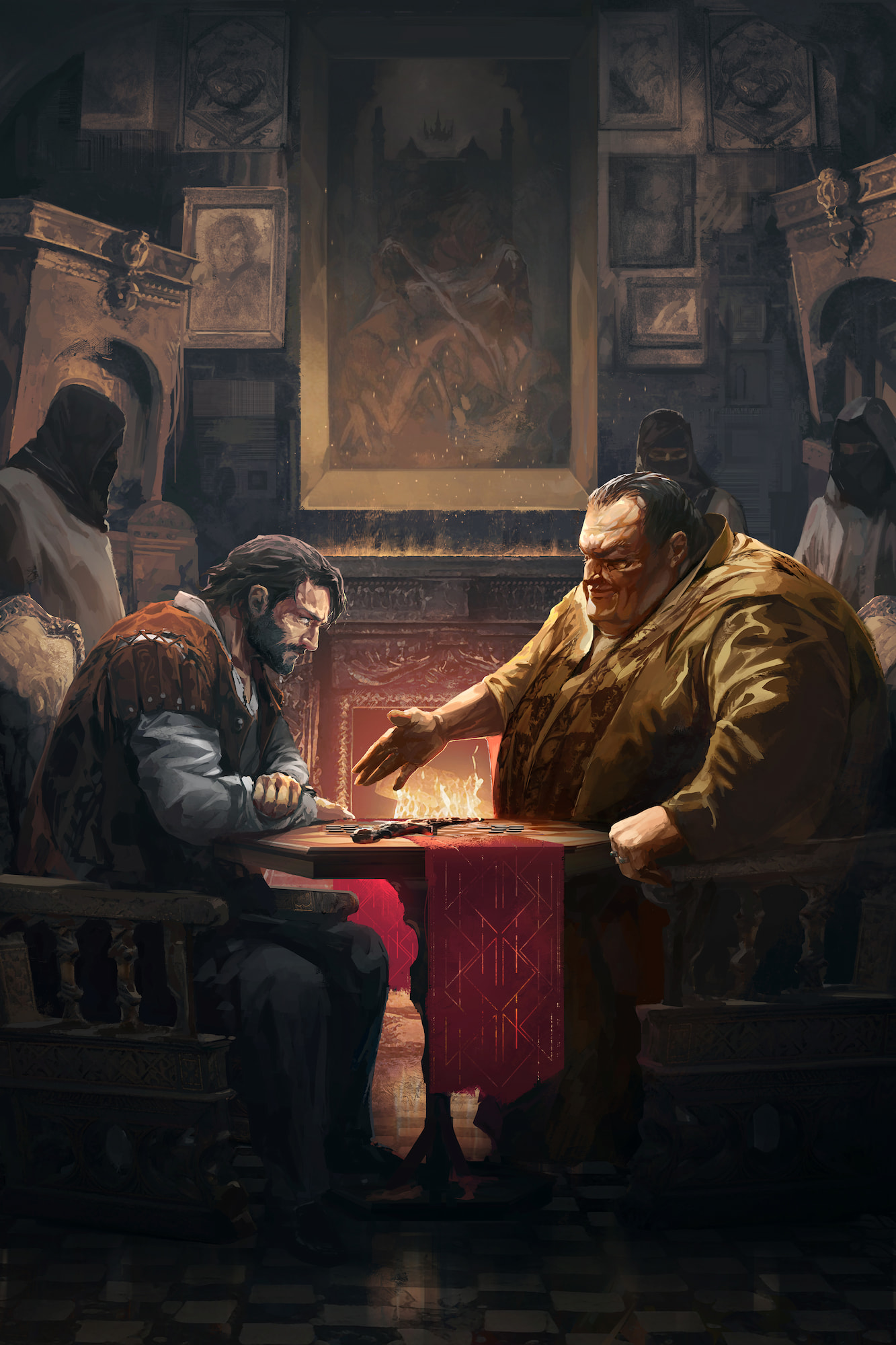 Two men playing a board game