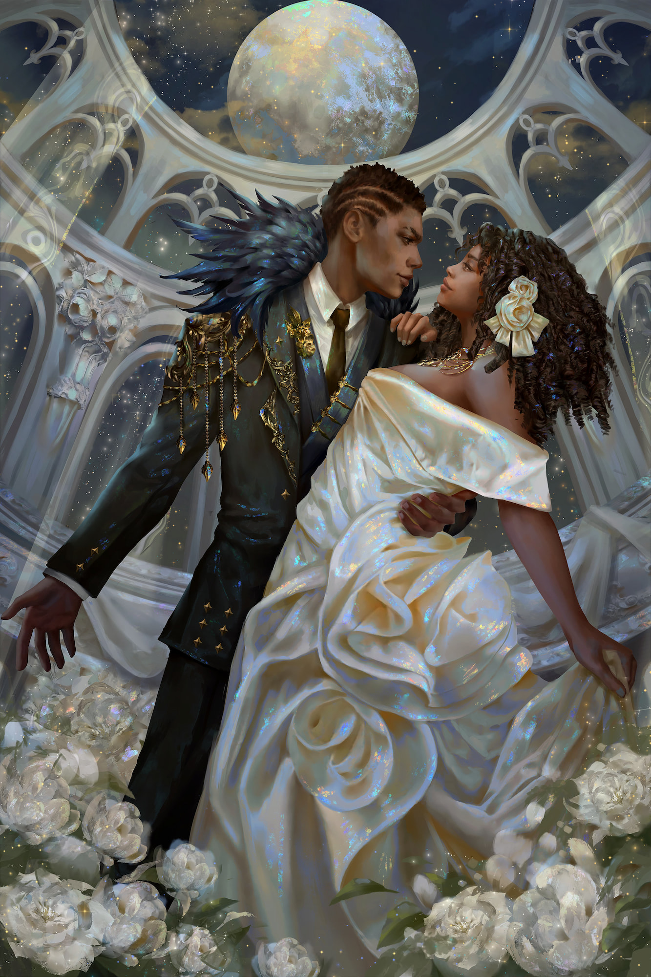 A man and a woman at a fancy ball